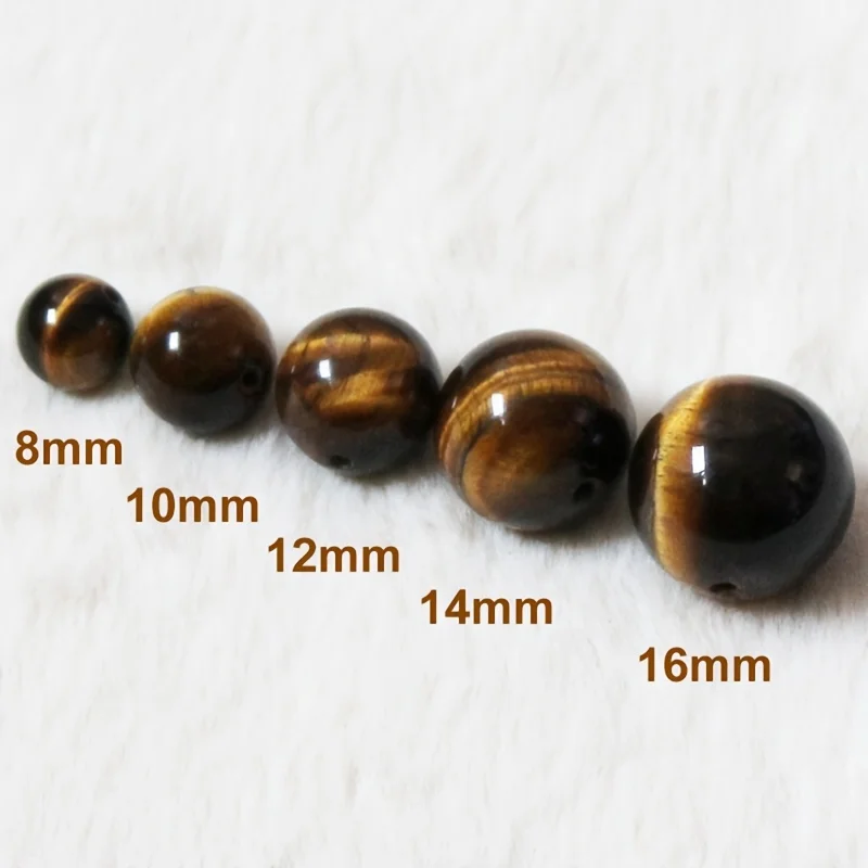 Naturstein Echte Gelbe Tigerauge Stein Perlen Runde Lose Spacer Perlen für Schmuck Machen DIY Armband Halskette Zubehör 15" – Detail 14