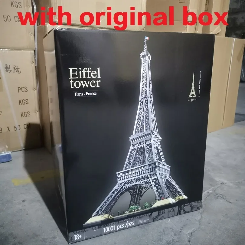 Avec boîte d'origine 10001 pièces grande tour Eiffel blocs de construction briques enfants anniversaire noël Compatible 10307 jouets enfants cadeau