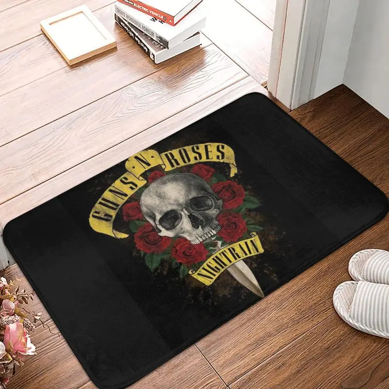 Guns N Roses Hard Rock Band Door Floor Bath Kitchen Mats Anti-Slip Indoor Bullet Logo Doormat Toilet Entrance Carpet Rug