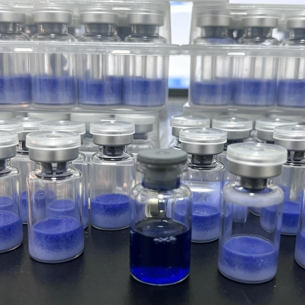 Péptido de Cobre Azul GHK-CU de Alta Pureza 50/100mg, Polvo Liofilizado, Reparación de Piel Sensible, Antiarrugas, Hidratante, Reafirmante, Cuidado de la Piel