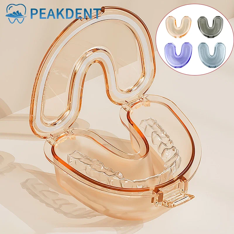 Oral Care Denture Storage Container Leak Proof Simple Denture Case Sealed U Shape Transparent Denture Box Mouthguard Container