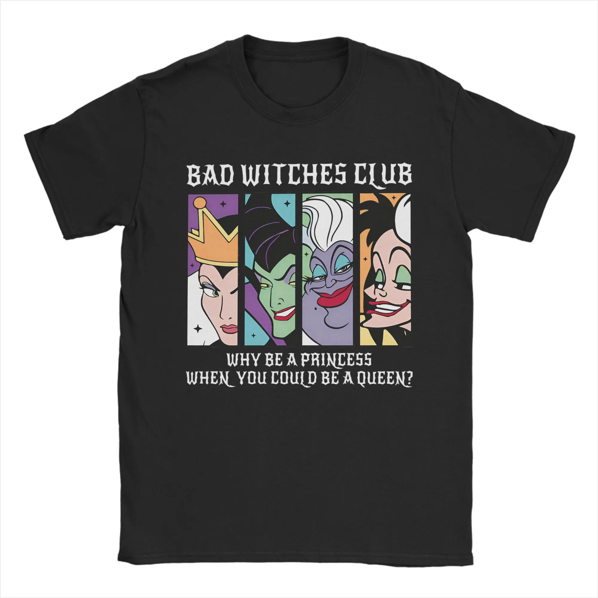 

Villains Bad Witches Club Evil Queen Men T Shirts Vintage Tee Shirt Short Sleeve Round Neck T-Shirts Cotton Present Clothing