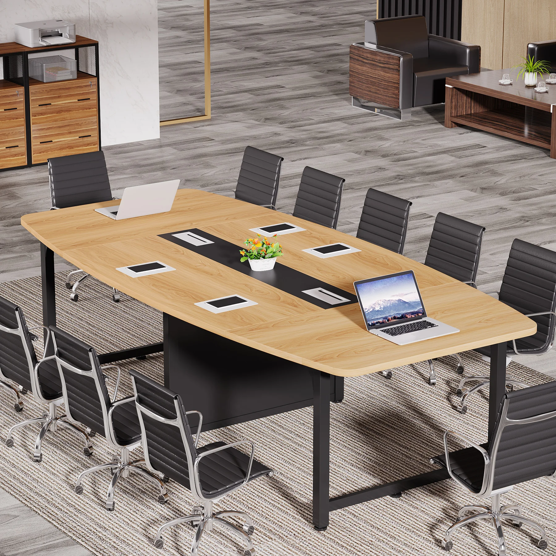 Tribesigns 8FT Conference Table, 94.5L x 47.2W inch Large Meeting Table, Modern Rectangular Seminar Table