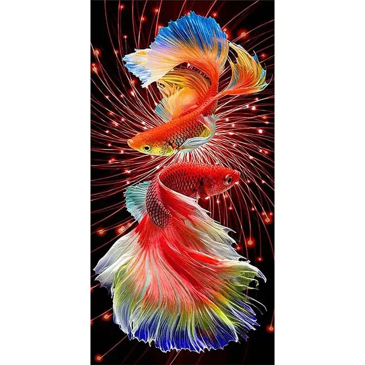 Kit de pintura de diamantes 5D DIY con diseño de peces koi en una colorida estanque, para adultos, decoración de pared para el hogar, regalo relajante