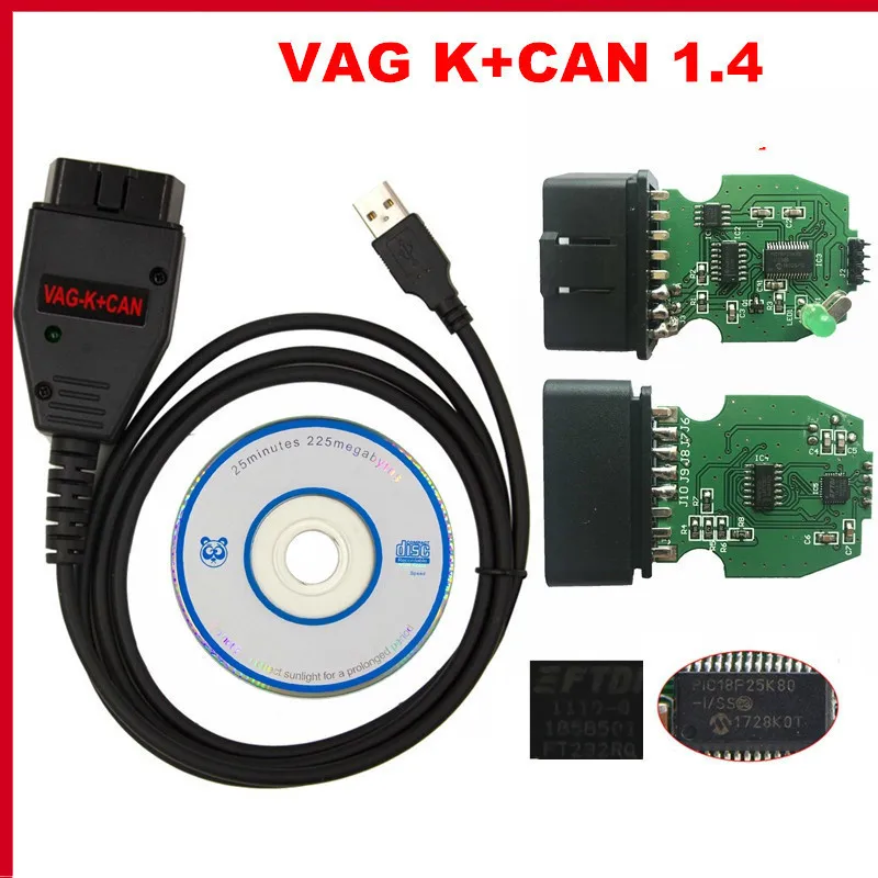 For Vag K+can Commander 1.4 Green Pcb Pic18f25k80 Ftdi Ft232rq Chip For Audi/vw/skoda/seat Vag K+can 1.4 K-line Commander Full