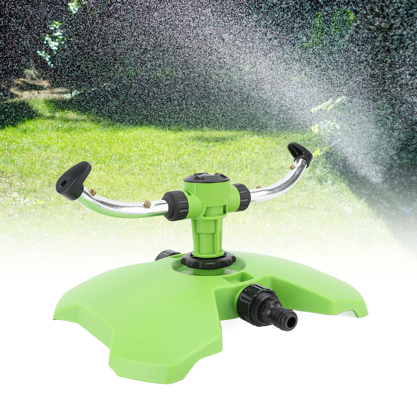 

ZK20 Lawn Sprinkler Garden Sprinkler Automatic 2 Arm Rotating Irrigation Grass Water Sprinkler System Imitation Raindrop