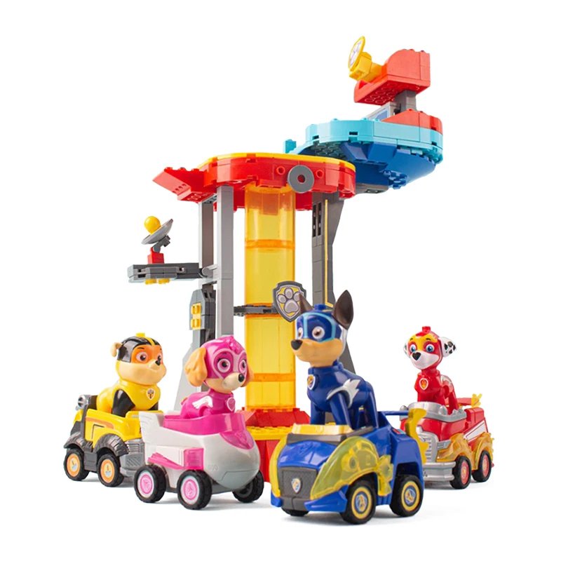 Paw Patrol straight Tower Toys Super Energy Power Dog Team Pull-back Vehicle Building Blocks torre di guardia Super Rescue Kids Gifts