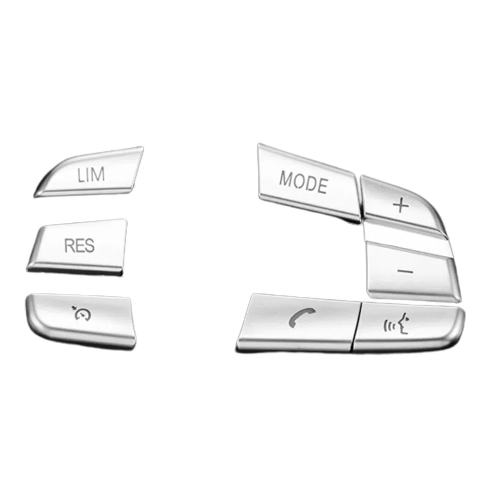 Button Cover Trim Steering Wheel 7 Piece Chrome ABS Accessories For BMW Replacement Silver Sticker Easy To Use