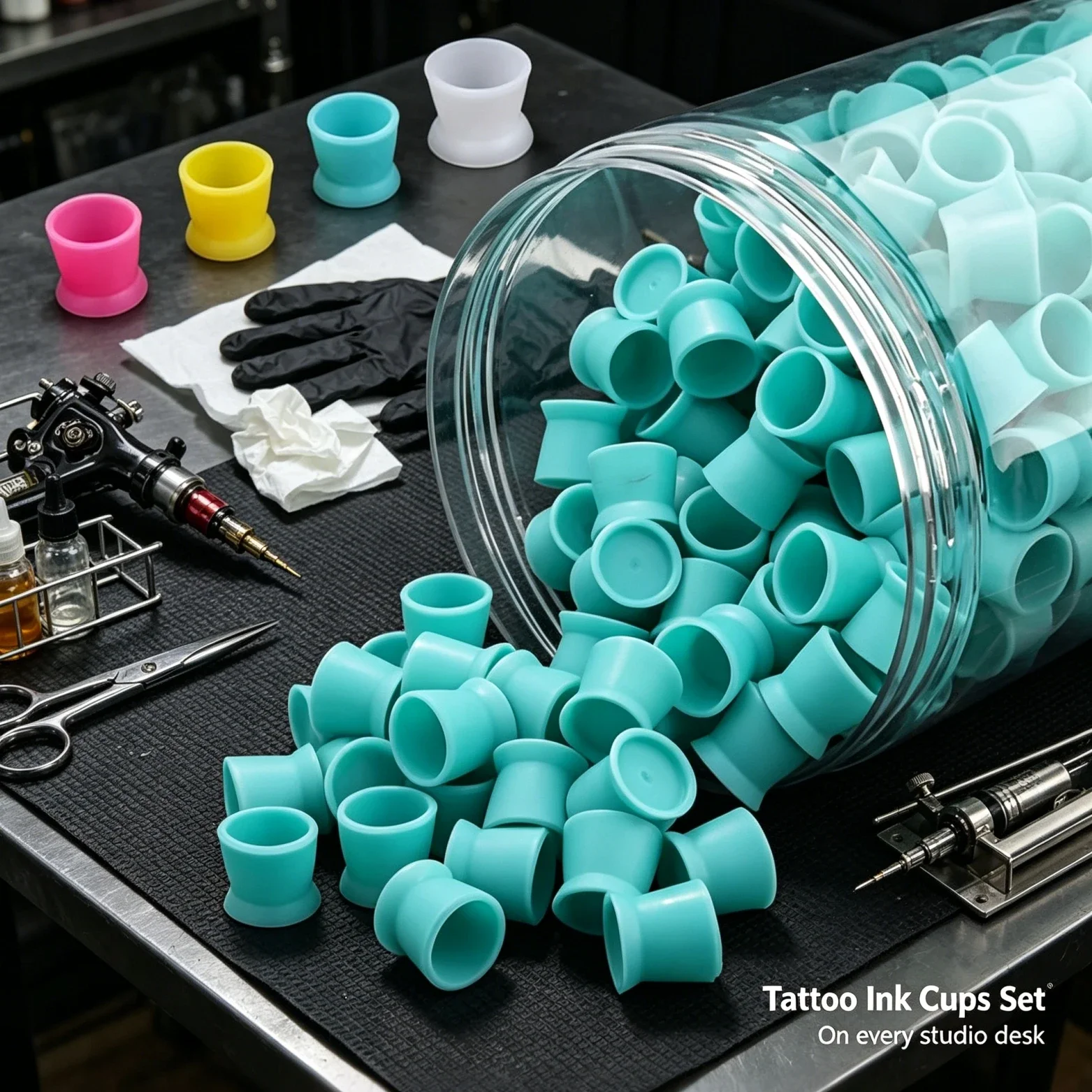 TOP Tattoo Ink Cups Silicone Disposable Pigment Holder Caps Permanent Makeup Container Tattoo Accessories
