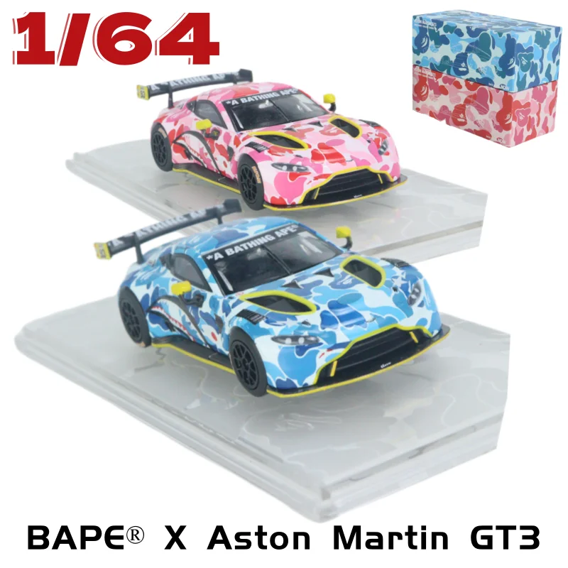 

POPRACE Diecast 1/64 Scale BAPE® X Aston Martin GT3 Alloy Car Model Ornament Supercar Play Vehicles Toys for Boys Original Box