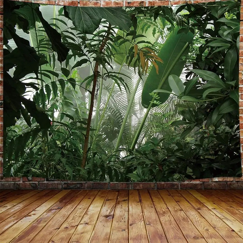 Recomendación de Ailexpress - Tapiz Grande con Diseño de Planta Verde, Hojas de Palmera y Plátano para Colgar en la Pared del Dormitorio, Estilo Bosque Tropical