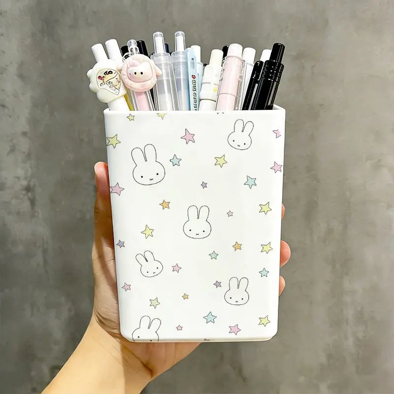 New Miffy Rabbit desktop pen holder creative cartoon stationery ruler storage box multi-functional cosmetic brush storage bucket view 3