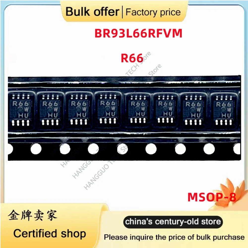 5PCS Original BR93L66RFVM 93C66C-I/MS R66W 66M C66=R66 93C66 TSSOP-8 MSOP8 Miniature eight-pin square automotive storage chip