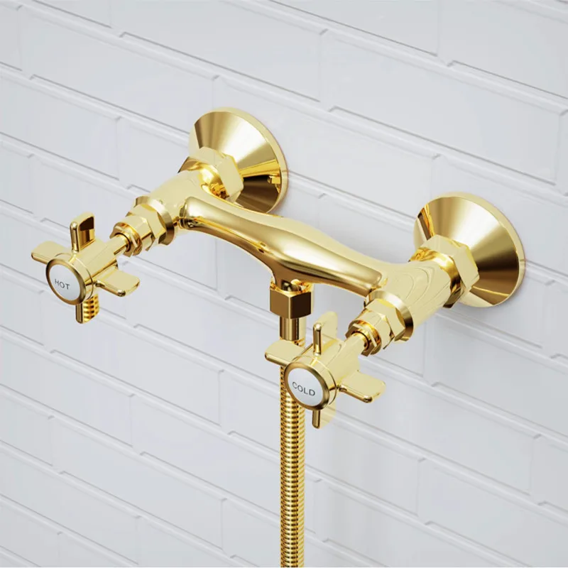 Bathroom Shower Faucet Set Wall Mounted Classical Brass Shower Faucet Set Gold /Chrome Finished Classical Styel New