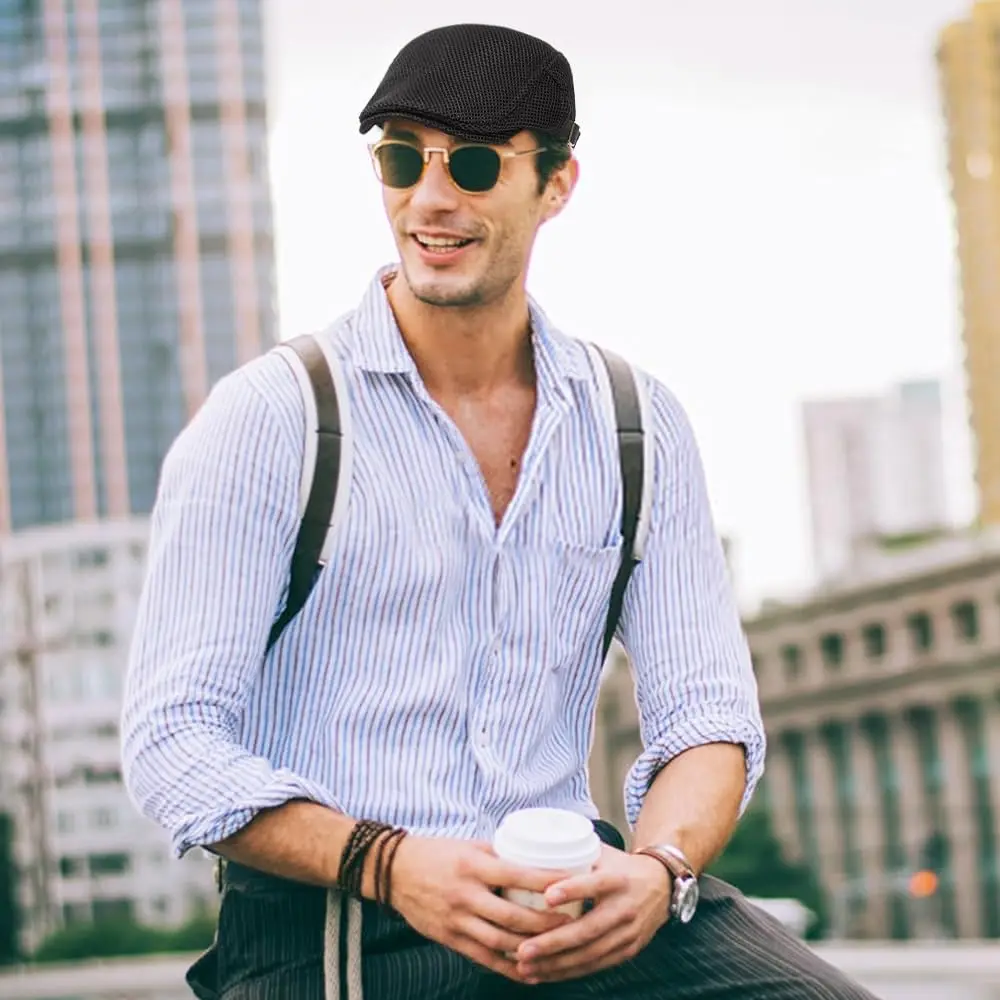 

Мужская сетчатая кепка, дышащая летняя шляпа газетчика, регулируемый берет, кепка плюща, ирландская таксиста, охотничьи шапки для вождения