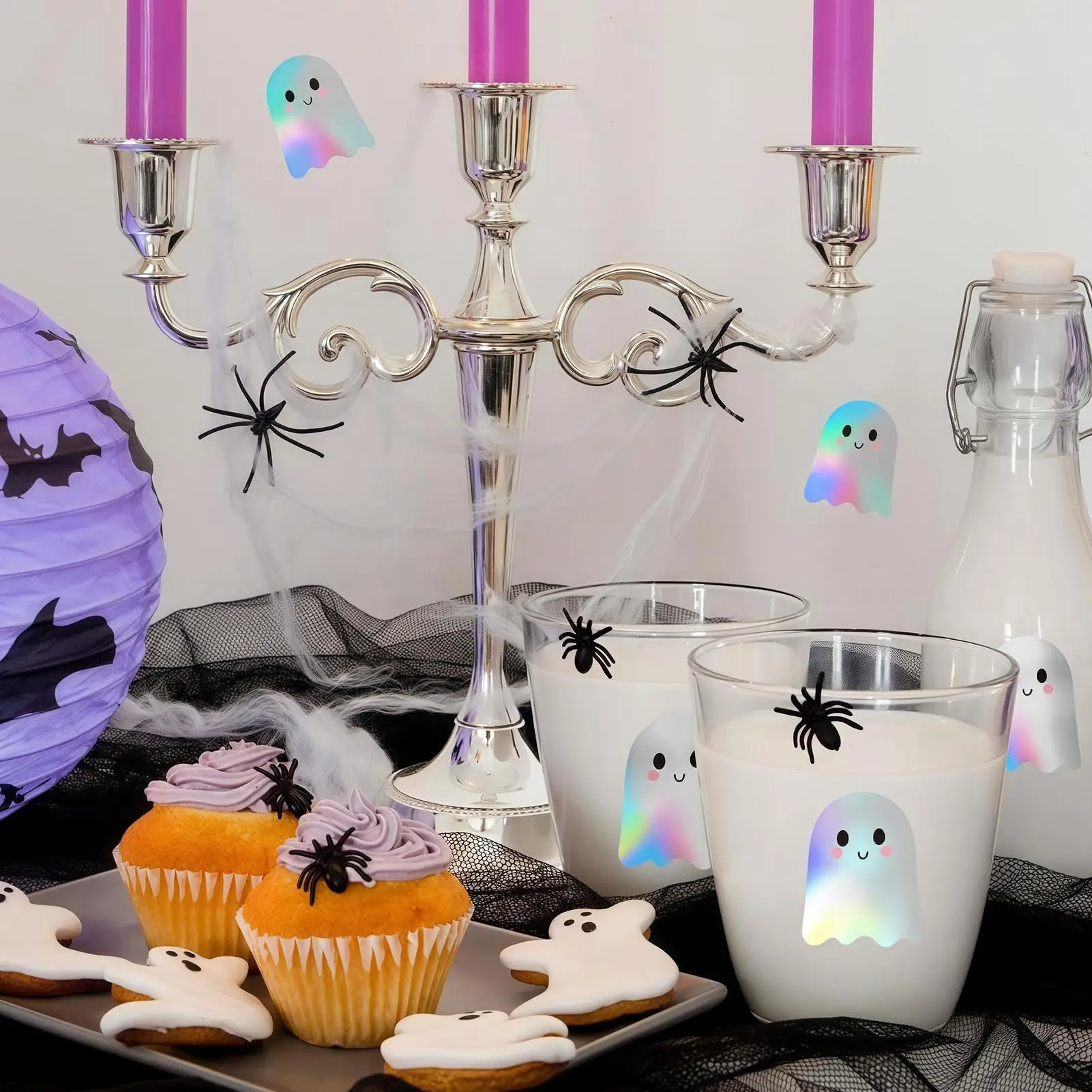 1 rotolo di adesivi fantasma laser carini Adesivi sigillanti fantasma carino Carta autoadesiva Adesivi per decorazioni di Halloween di Halloween