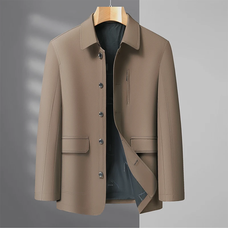 معطف أبي للربيع والخريف، سترة بأزرار طية صدر السترة للرجال في منتصف العمر، سترة رجالية في منتصف العمر وكبار السن #1