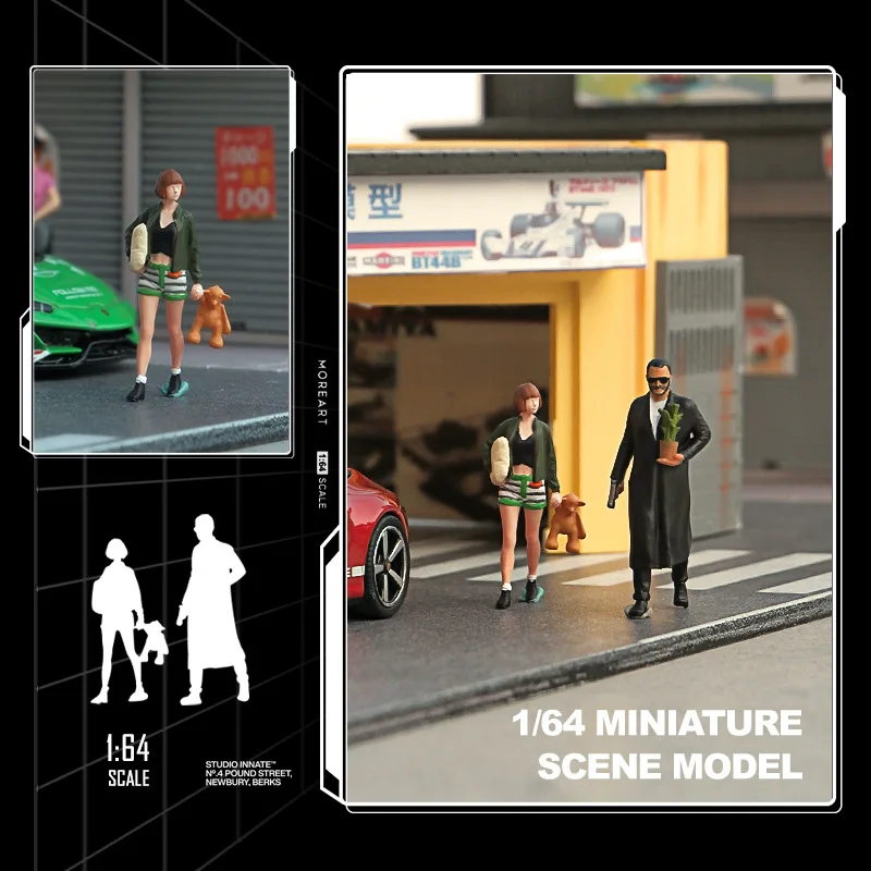 Miniature 1/64 Killer Leon Matilda Movie Character Figure Diorama Street Scene Decoration Photograph Props For Car Vehicles