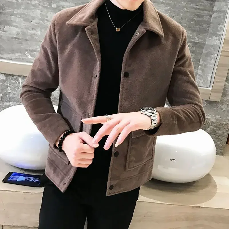 

​ ​ Новинка 2023 года, мужская короткая укороченная куртка из искусственного норкового меха, осенне-зимний пиджак в корейском стиле на утолщенной хлопковой подкладке ​