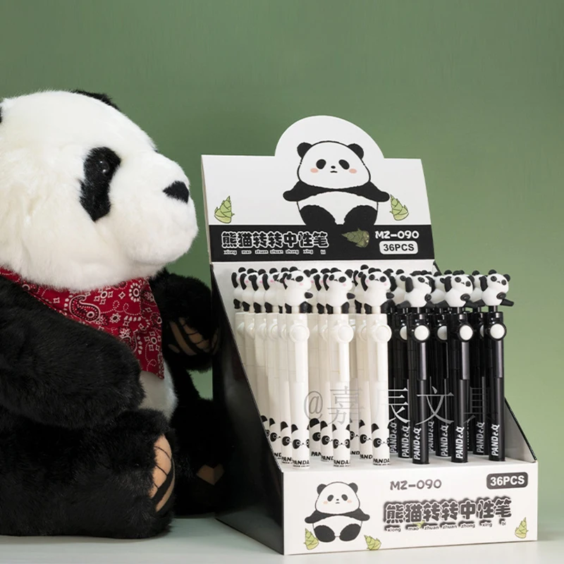 Kawaii Panda Ballpoint Pen Creative Rotatable Gel Pens Cute Writing Tools School Office Supplies Student Stationery Gifts