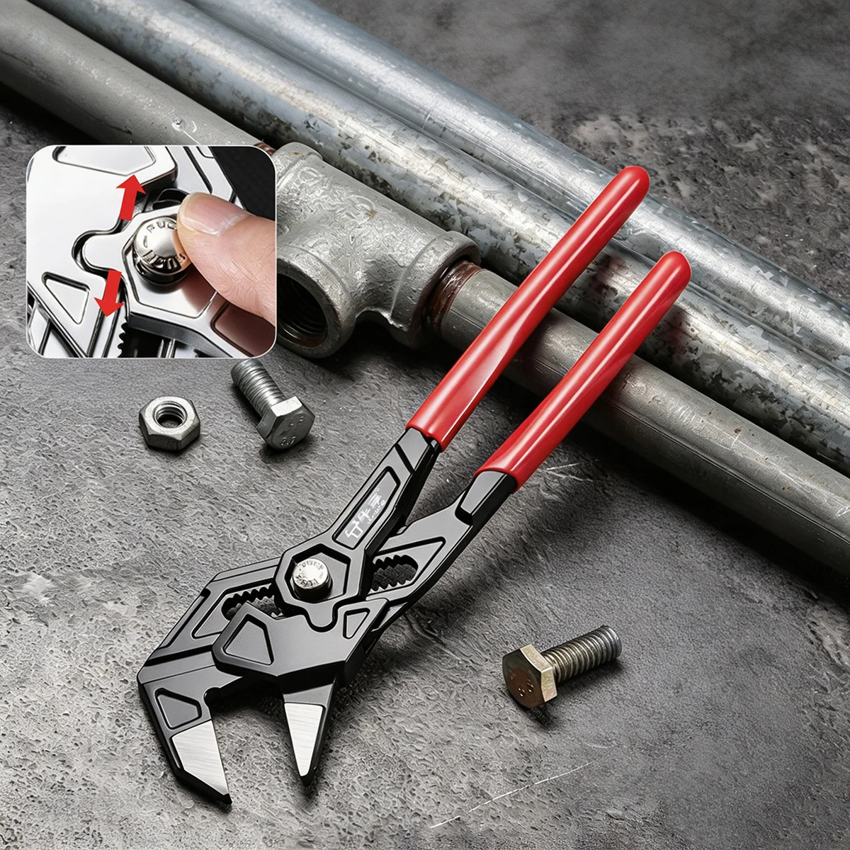 2Pcs/Set 7/10 Inch Multifunctional Adjustable Water Pump Pliers Quick Lock Pipe Wrench Opening Spanner Motorcycle Repair Tools