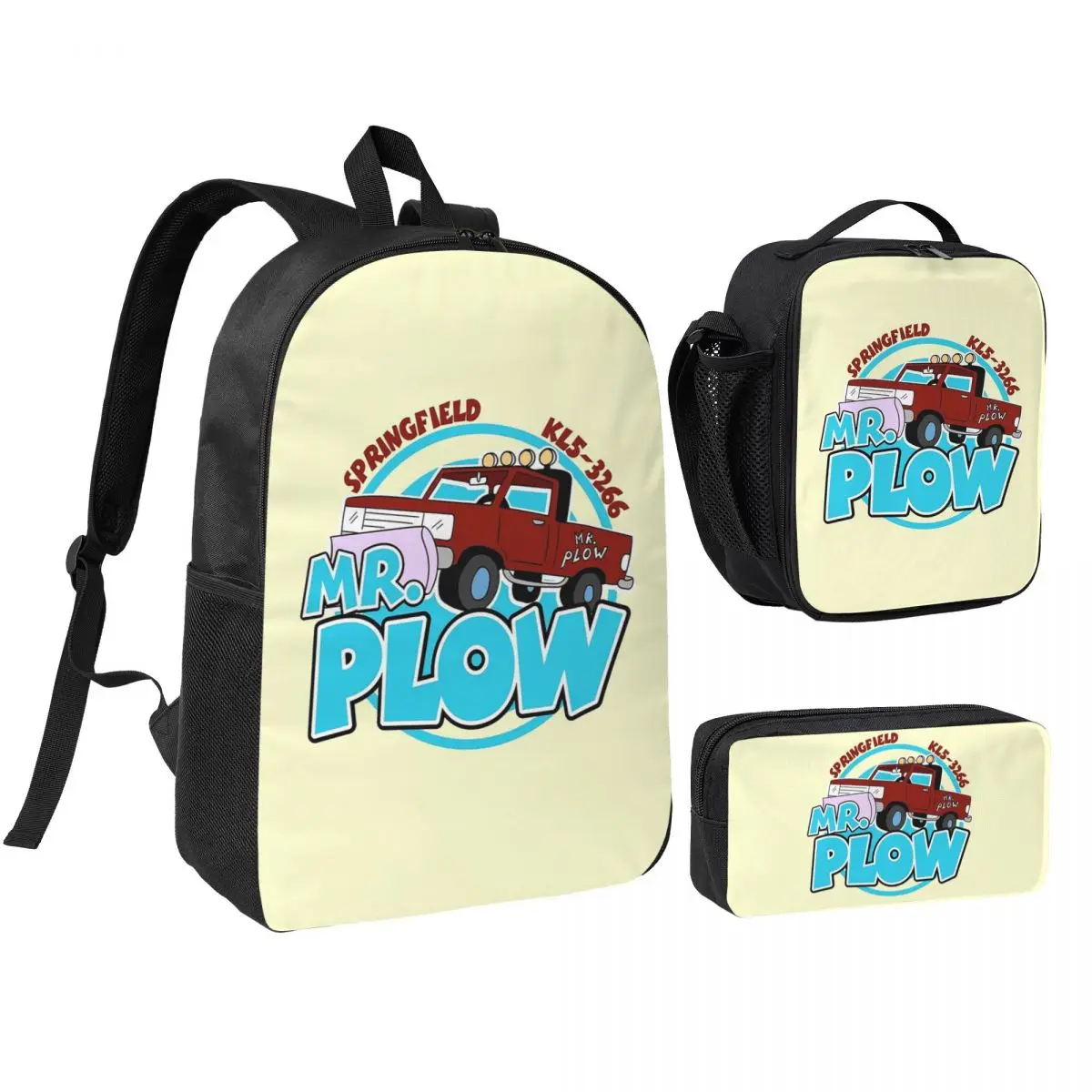 

Mr Plow Thats My Name Backpack Boys Girls BookBag School Bag Shoulder Bags 3ps Insulated Lunch Bag Pencil Case
