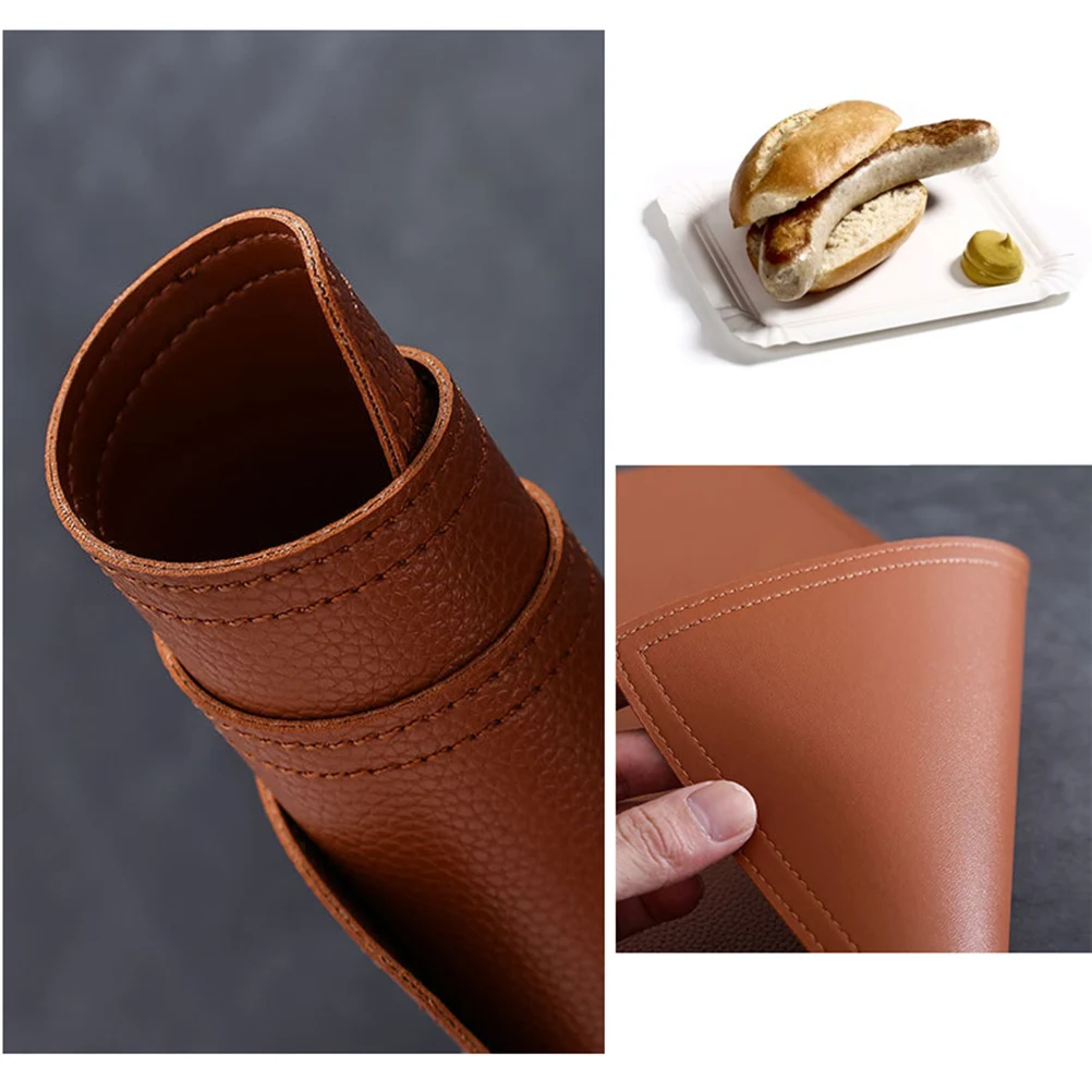 

Double Layer Waterproof Oil-Resistant Dish Pad For Home Restaurant Khaki Table Mat Heat Resistant Household Dining