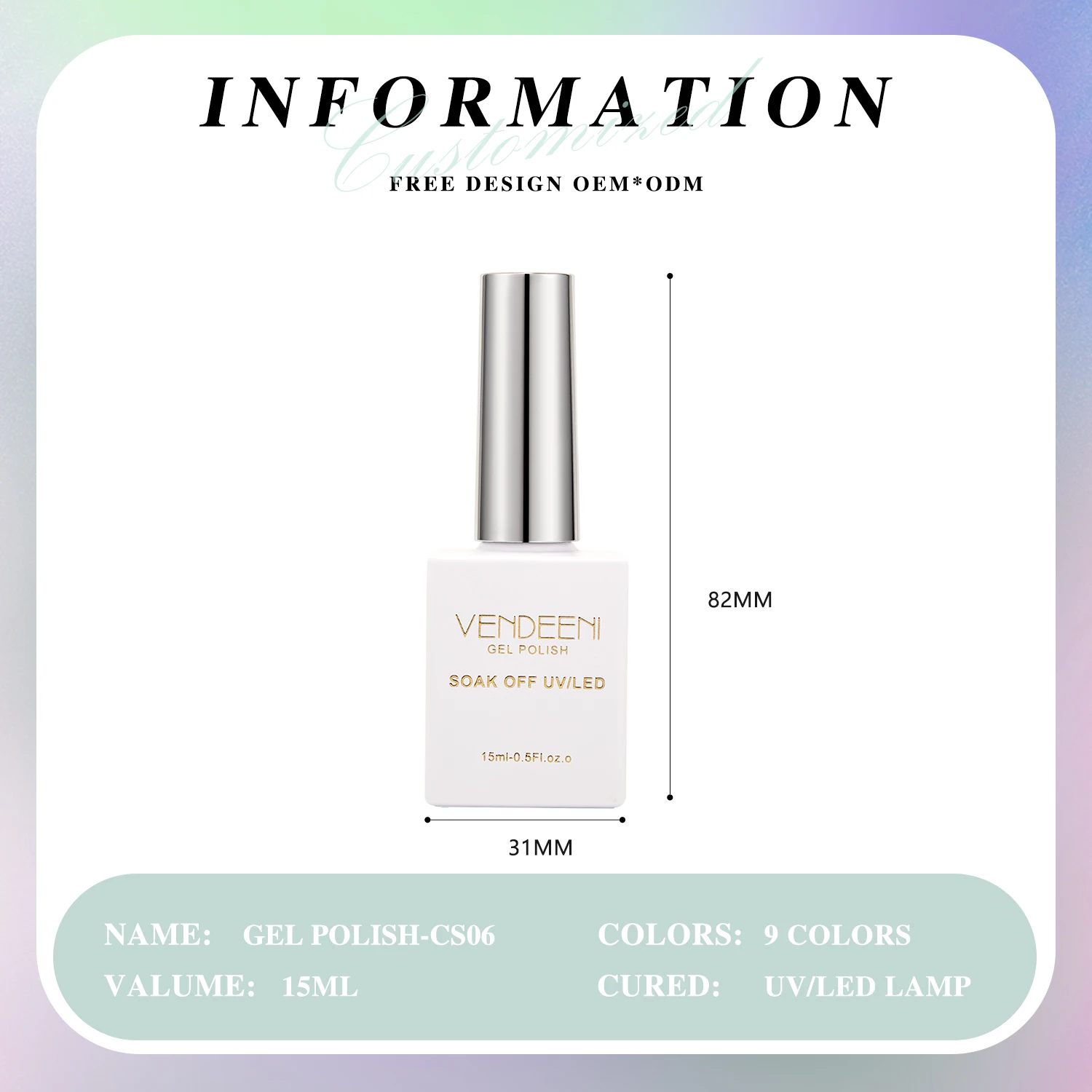 Vendeeni15ml, juego de esmalte de GEL Uv de Gel de 6 colores Popular, botellas de esmalte de uñas de Gel Uv personalizadas, suministros profesionales de lujo para uñas de 15ml