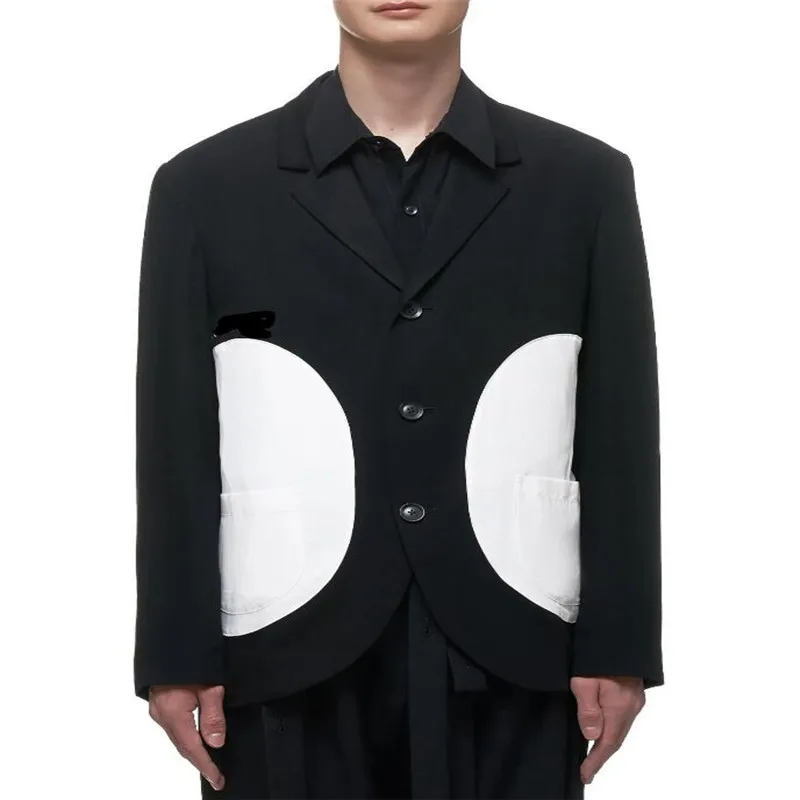 【custom】High quality plus size men's coats! 2022 Spring and autumn new black and white stitching design men's suits