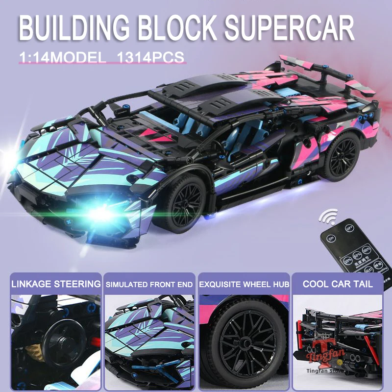 APP tecnica telecomando Moter Power Sport Car Building Blocks Mattoni Velocità Racing Supercar Imposta giocattoli per bambini Modelli Regali