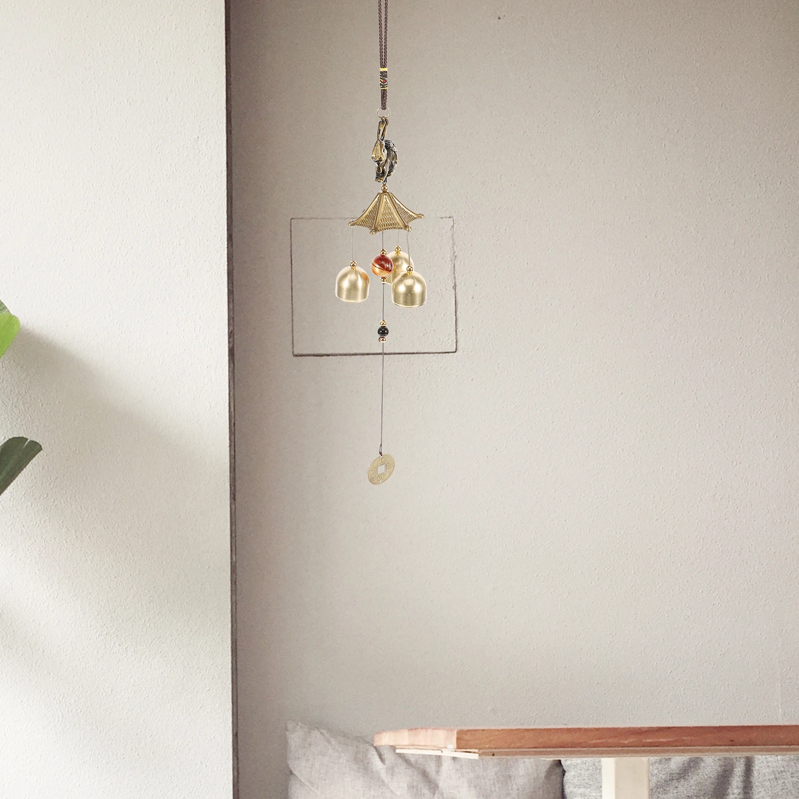 

Feng Shui Wind Chime Hanging Bell Decorative Coin Blessing Indoor Brass Clear Sound Chinese Vintage Metal Garden Outdoors