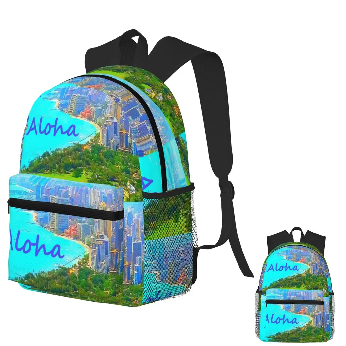 

Waikiki Bay From Diamond Head XVIII Student Backpack School Bag Hiking Travel Daypack for Men Women Fashion Bookbag Shoulder Bag