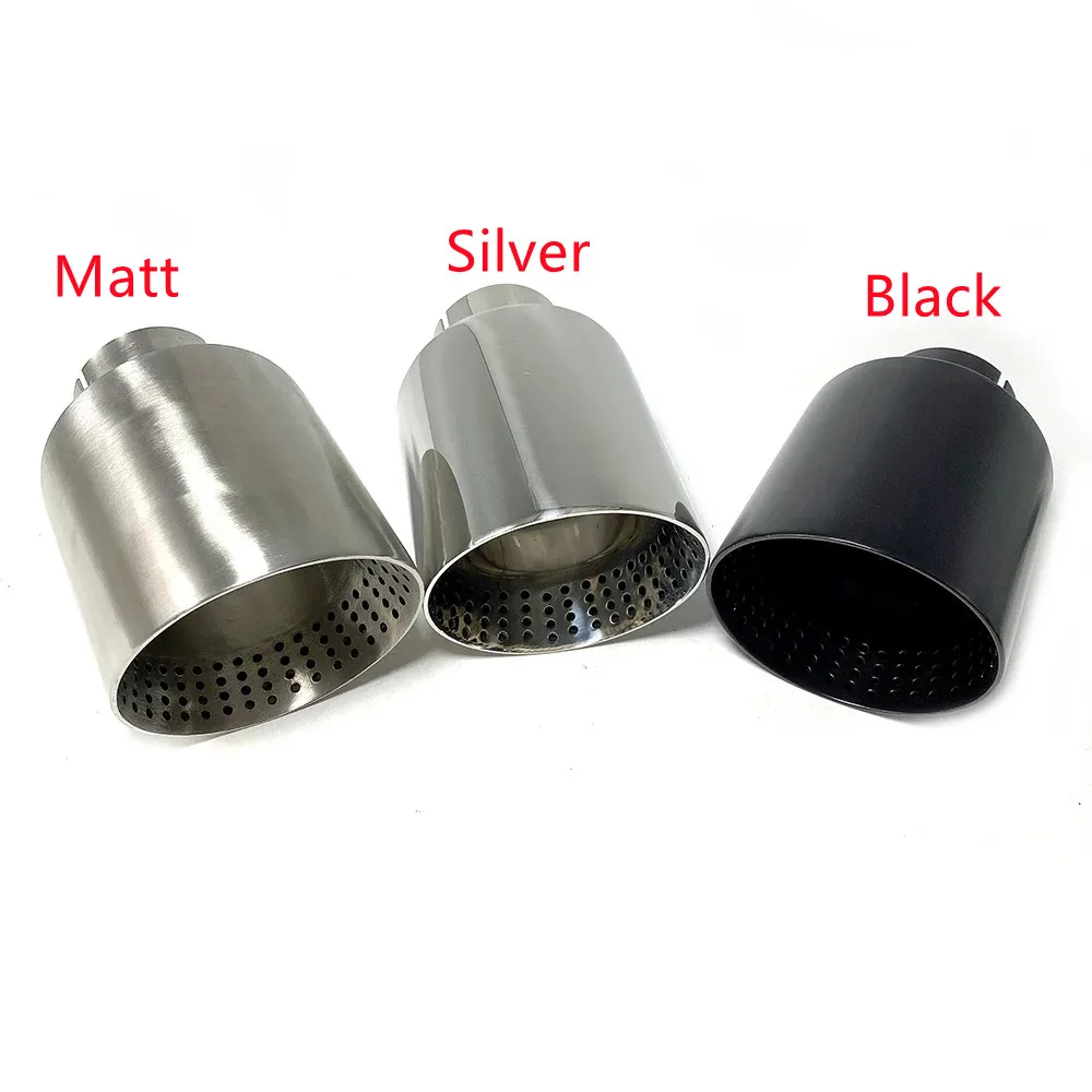 1 Pcs Matte/Glossy/Black Stainless Steel Muffler Tip Exhaust Tip System Pipe Universal Exhaust Tip 51/54/57/60MM For BMW Benz VW