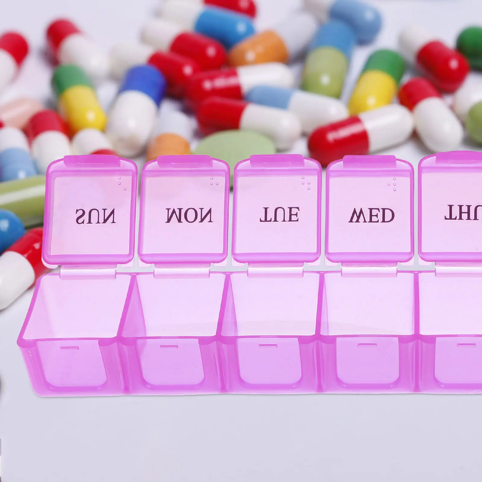 

Portable Travel Pill Box Organizer with Multiple Compartments Daily Medicine Case Compact Sturdy PP Material Moisture Resistant