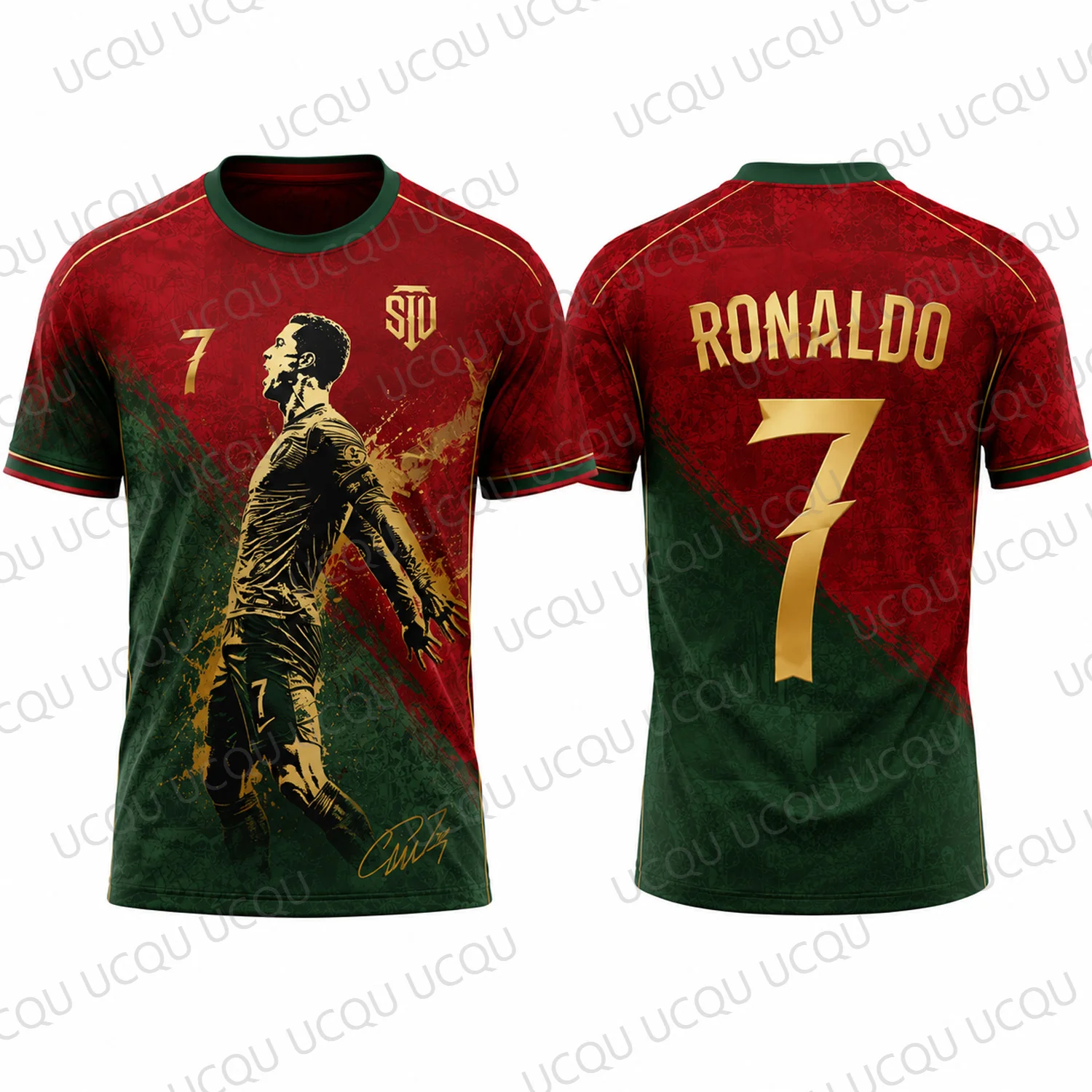 Ronaldo 7 SIU Portugal Soccer Jersey Football Fan Shirt Vintage Graphic Short Sleeve Sports Tee Men Women