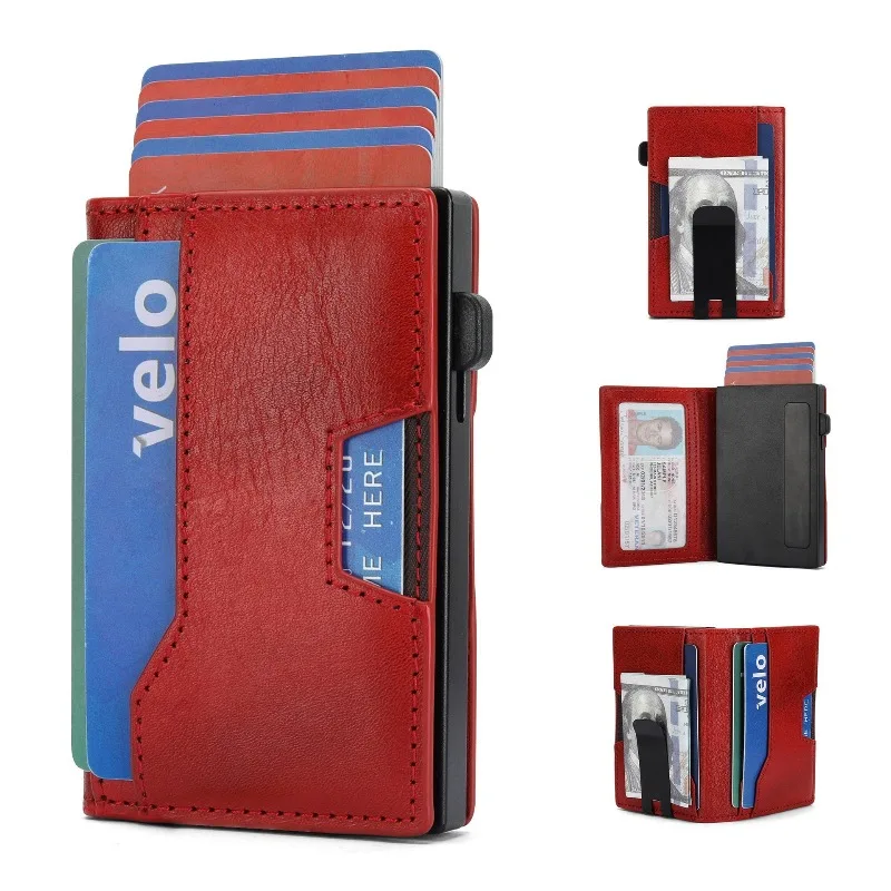 Multi Functional Aluminum Alloy Card Bag, Carbon Fiber Anti-theft Brush Wallet, RFID Shielded Leather Men's Wallet