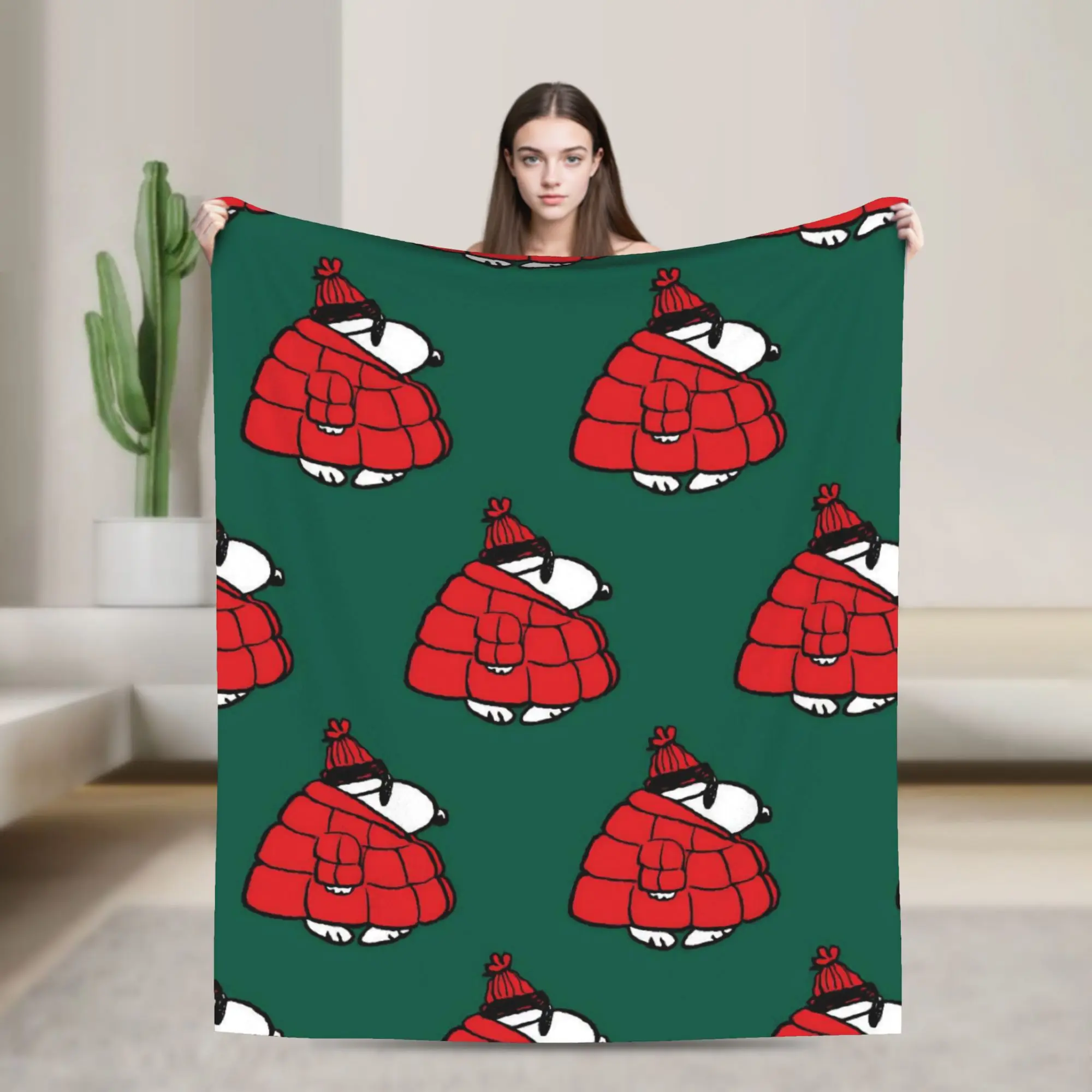 Cute S-Snoopys Xmas Christmas Fleece Blanket  Awesome Throw Blanket for Bed Sofa Couch 125*100cm Plush Thin Quilt