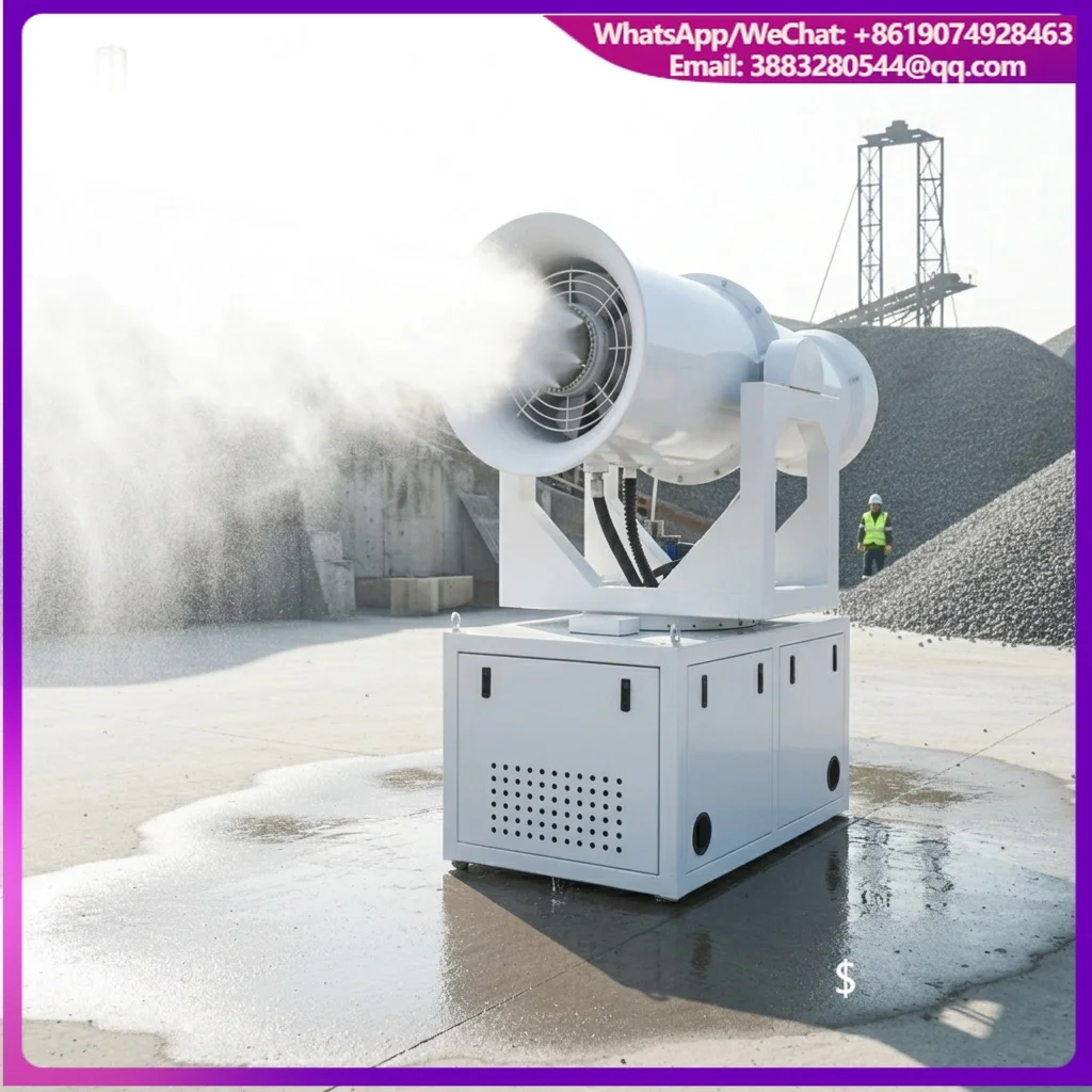 High Pressure Dust Suppression Mist Cannon 30 Meter Range Spraying Dust Controller Engine 3kw Blower Motor For Construction Site