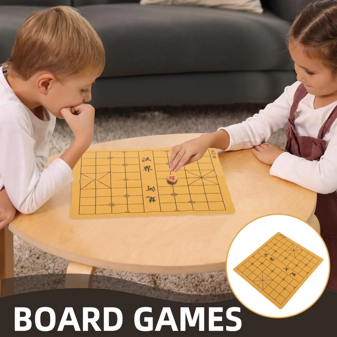 Opvouwbare Chinese schaakbordmat, 18,89 x 17,32 inch Xiangqi-spelmat voor op reis