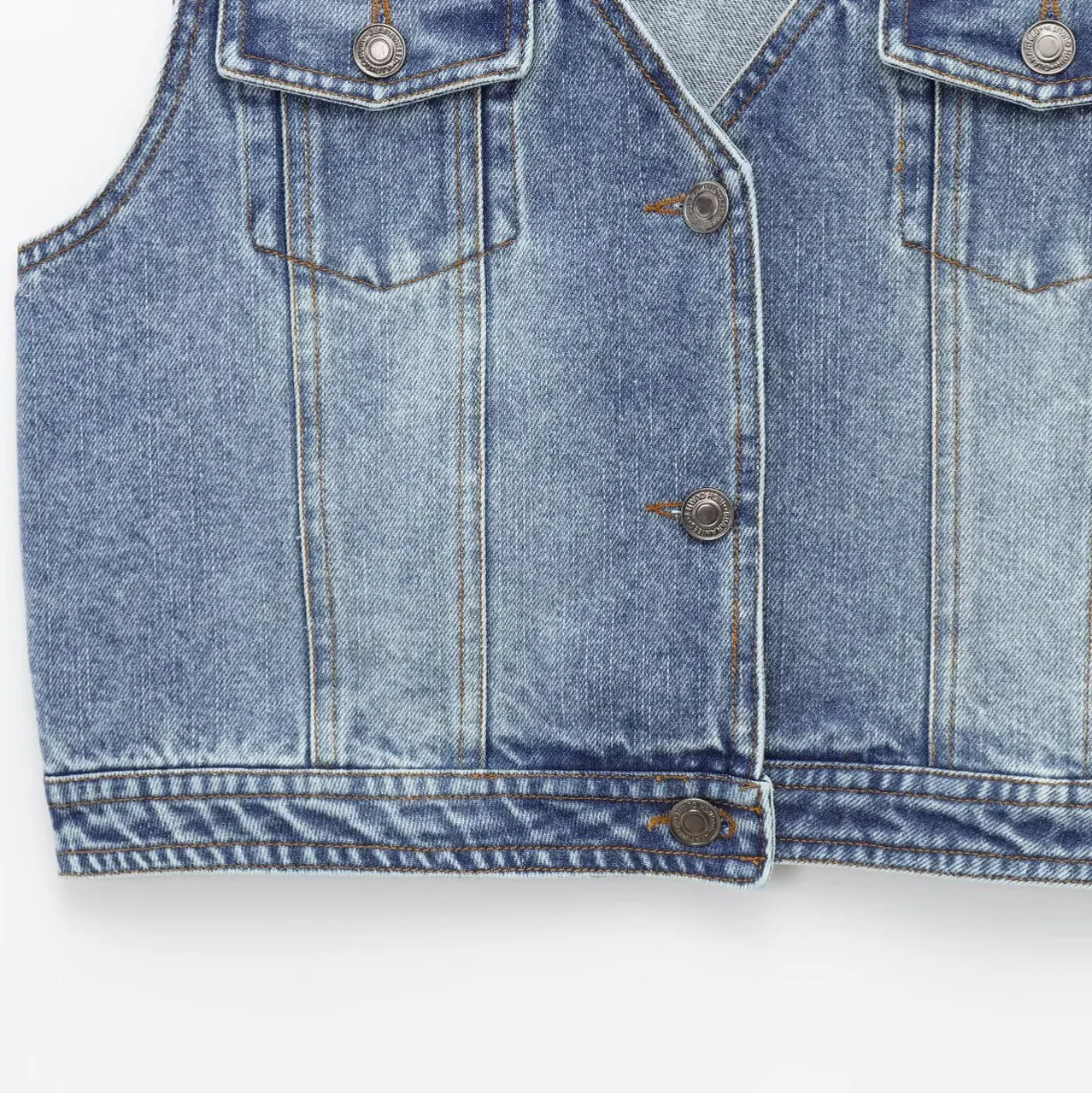 Women's American Style V-neck Sleeveless Short Denim Jacket Fashion Top Personalized All-match Summer