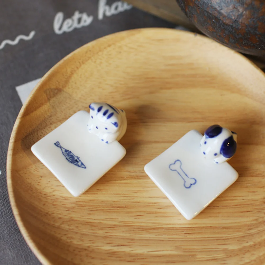 

6Pcs Ceramic Kitten Chopstick Pillow Cartoon Design Easy Clean Perfect for Home Party Chopstick Holder