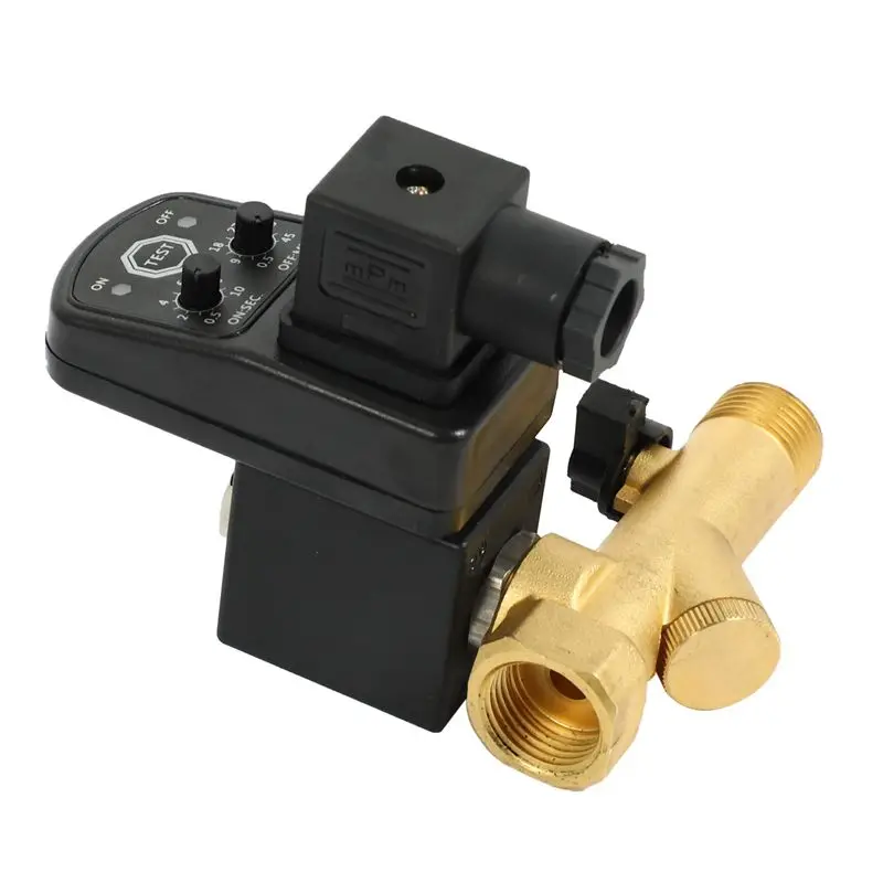 DT17 2X AC 220V 1/2inch Electronic Timed Auto Drain Valve, Metal IP65 for Air Compressor Gas Tank