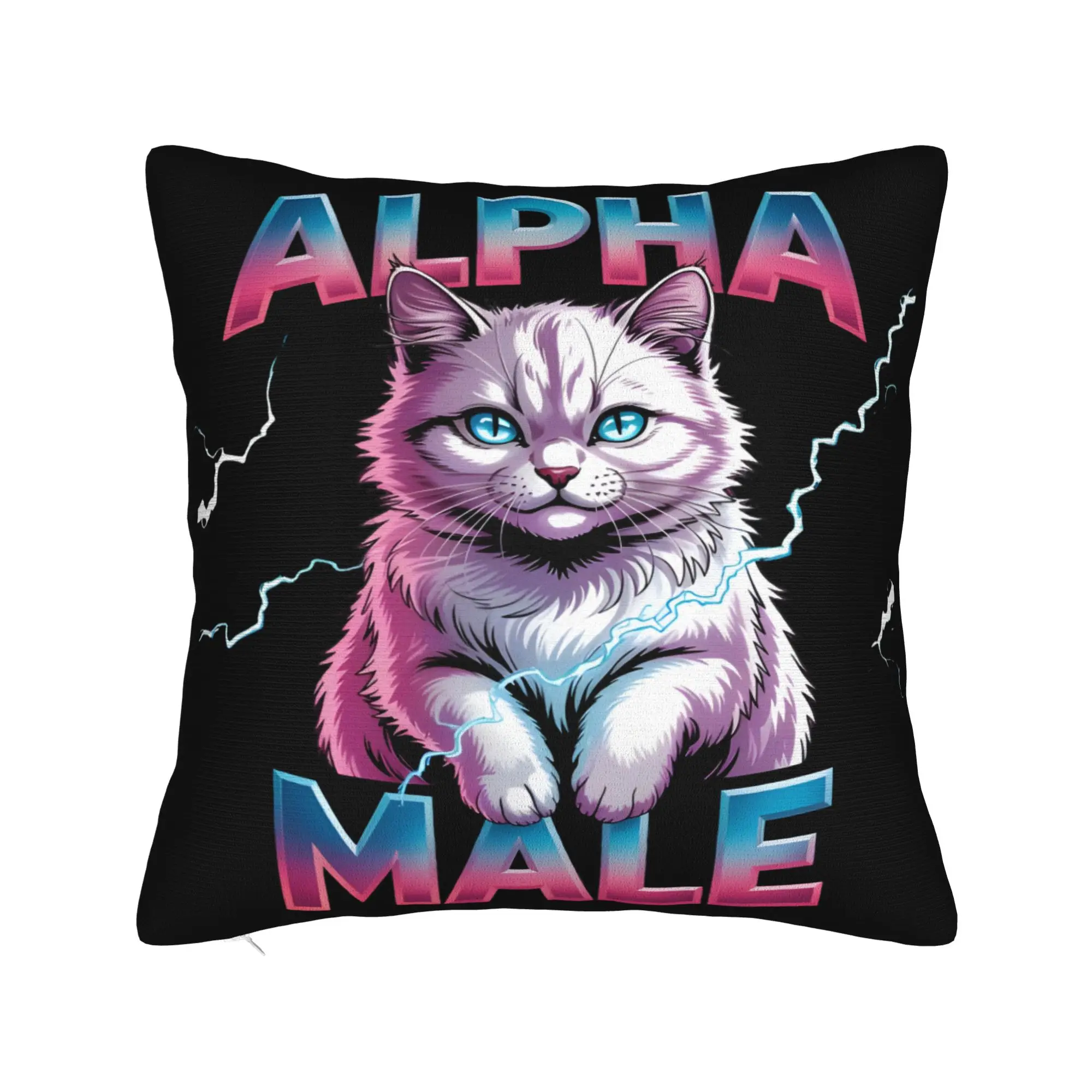 Decorative Pillowcase Alpha Male Cat Kitten Funny  Accessories Car  Throw Pillow Case Cover Square Multiple Sizes