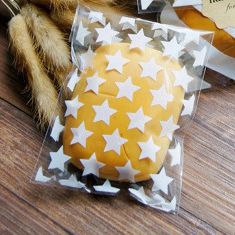 50PCS Star Dot Printed Self Adhesive Plastic Bag Photocard Holder Cover Gift Packaging Bag Transparent Cookie Storage Bag