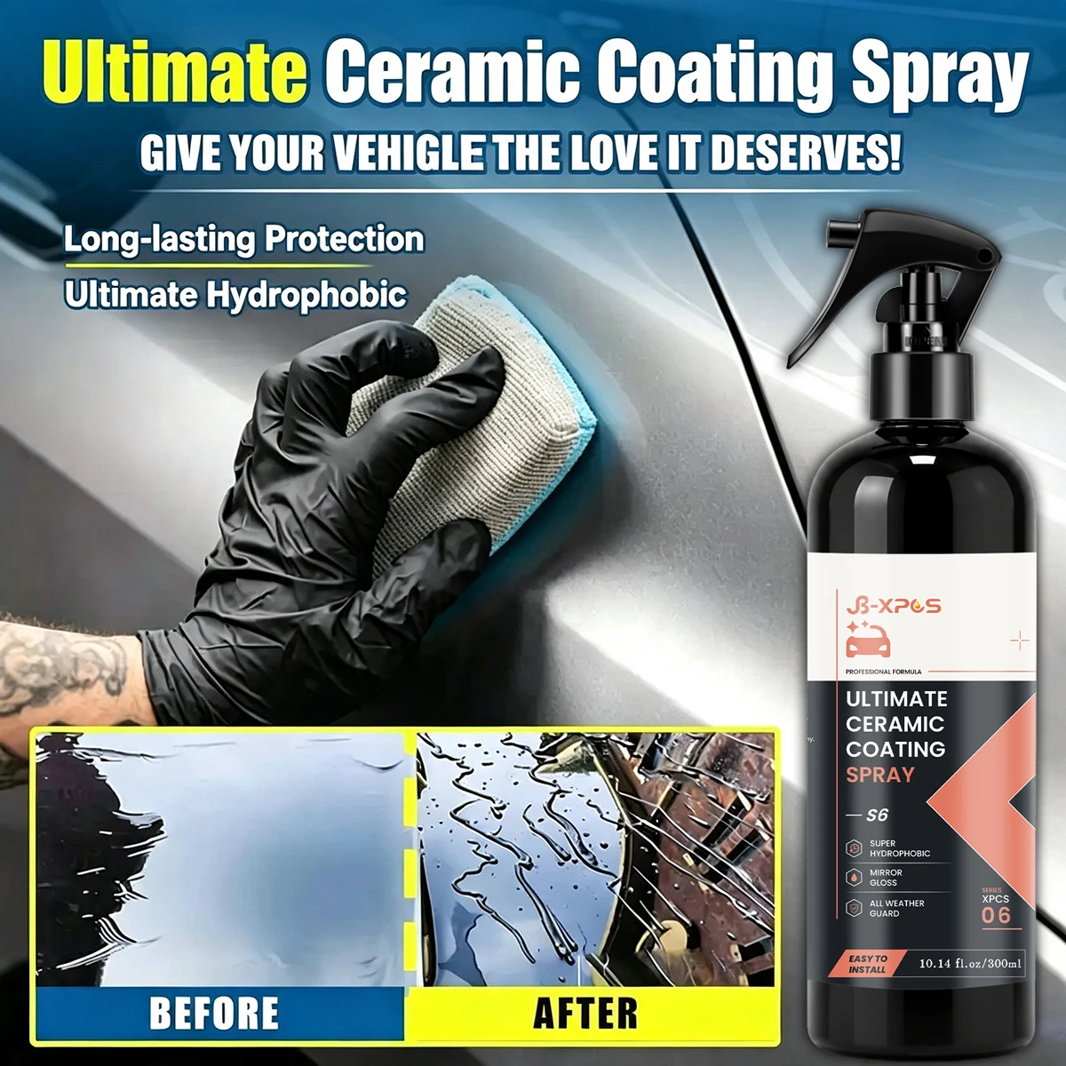 Ultimate Quick Ceramic Coating Agent, Water‑Repellent Anti‑Oxidation Vehicle Paint Spray YT0106