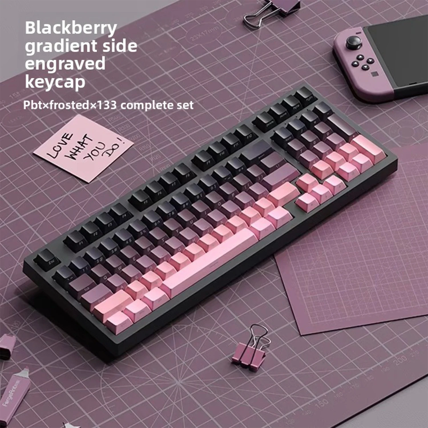 

Gradient Color Side Engraved PBT Keycap Set 133 Keys | Double Sided Printed Shiny Backlit for Mechanical Keyboard