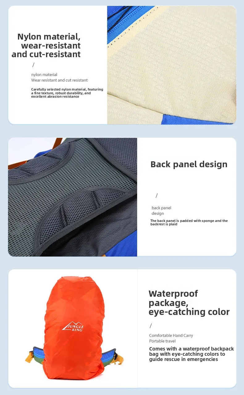 50L Wasserdichter Reiserucksack für Damen, Camping-, Wander-, Laptop-Tagesrucksack, Trekking- und Kletterrucksack für Herren, Wanderzubehör – Detail 16