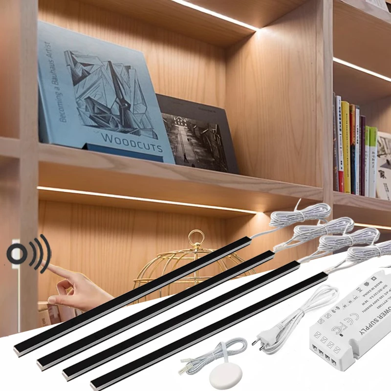 

Ультратонкий встраиваемый светодиодный светильник под шкафом, книжный шкаф, полка, светодиодный алюминиевый профиль, жесткий барный светильник, скрытое освещение для шкафа