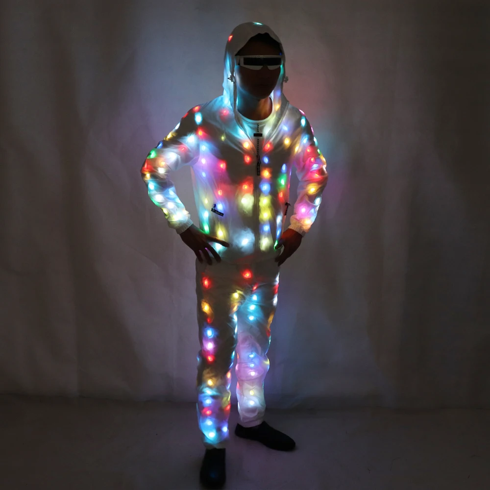 LED Lights Jacket Coat pants Costumes Set LED Party Clothes Suit Colorful Glowing Casual Flashing Luminous Christmas Halloween