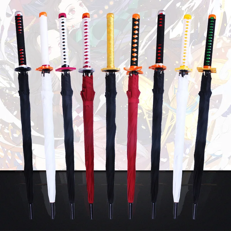 Kurosaki Ichigo Katana Umbrella Long UV Blocking Black Parasol Anime Bleach Aizen Japanese Katana Samurai Sword Umbrella Parasol